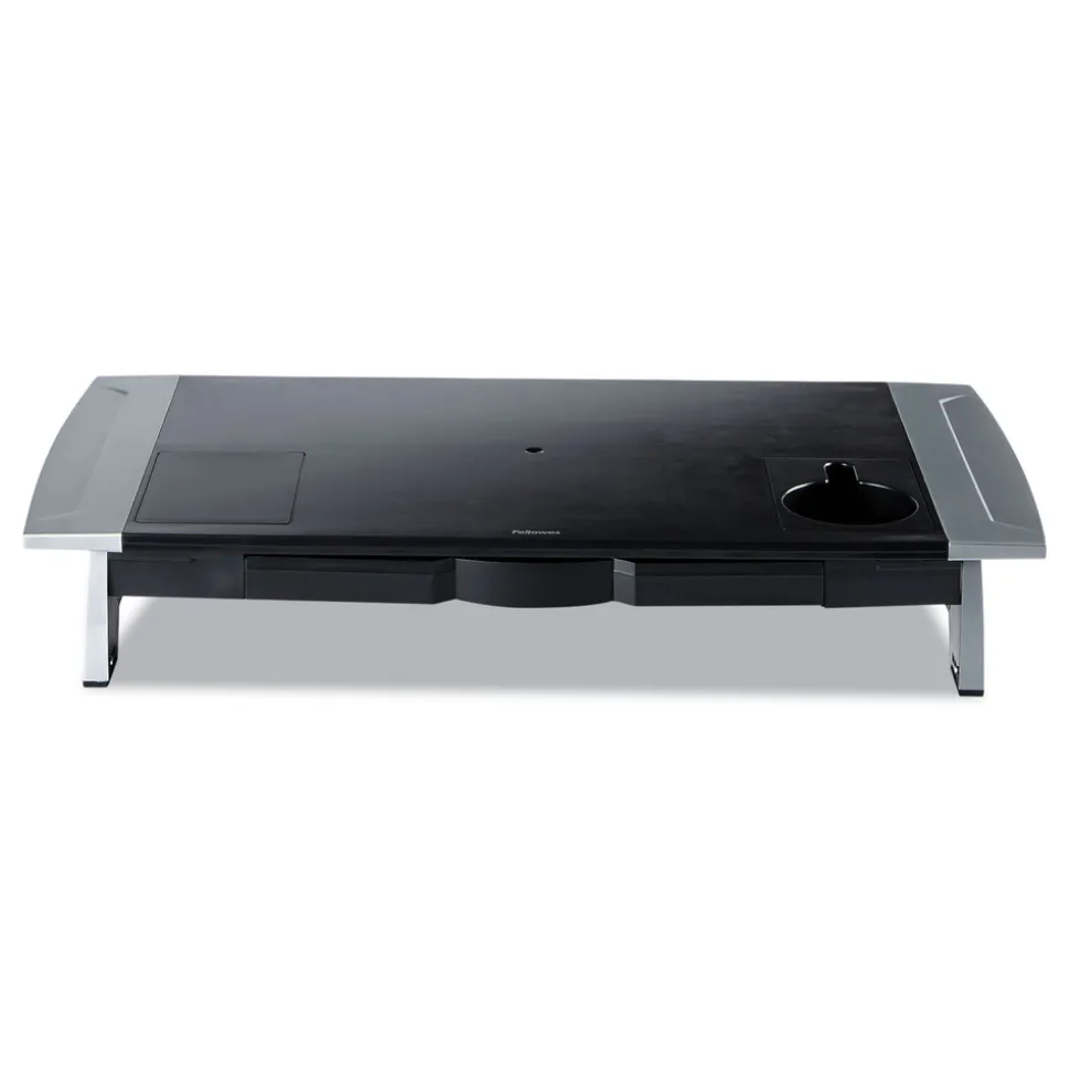 Fellowes Mfg Co. 27 in. x 14 in. x 4 in. to 6.5 in. Office Suites Premium Monitor Riser - Black/Silver
