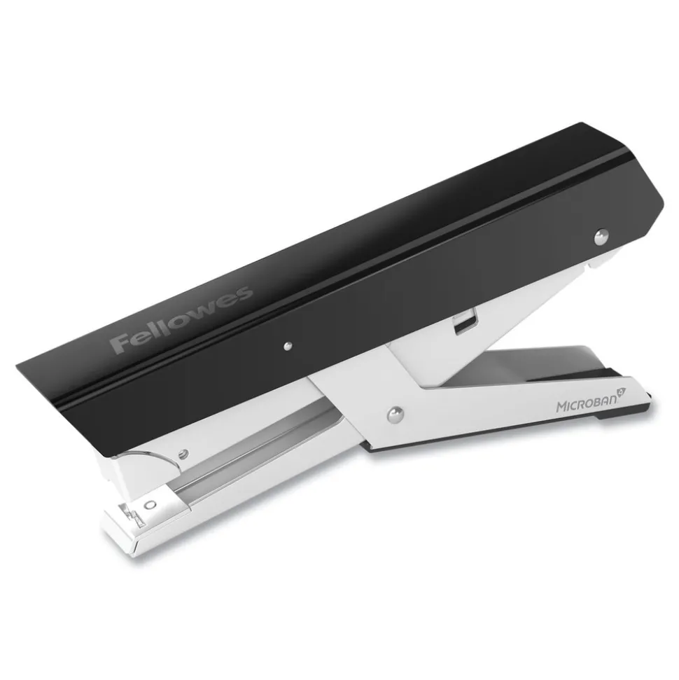 Fellowes Mfg Co. LX890 0.25 in./0.31 in. Staples 40-Sheet Capacity Handheld Plier Stapler with Antimicrobial Protection - Black/White
