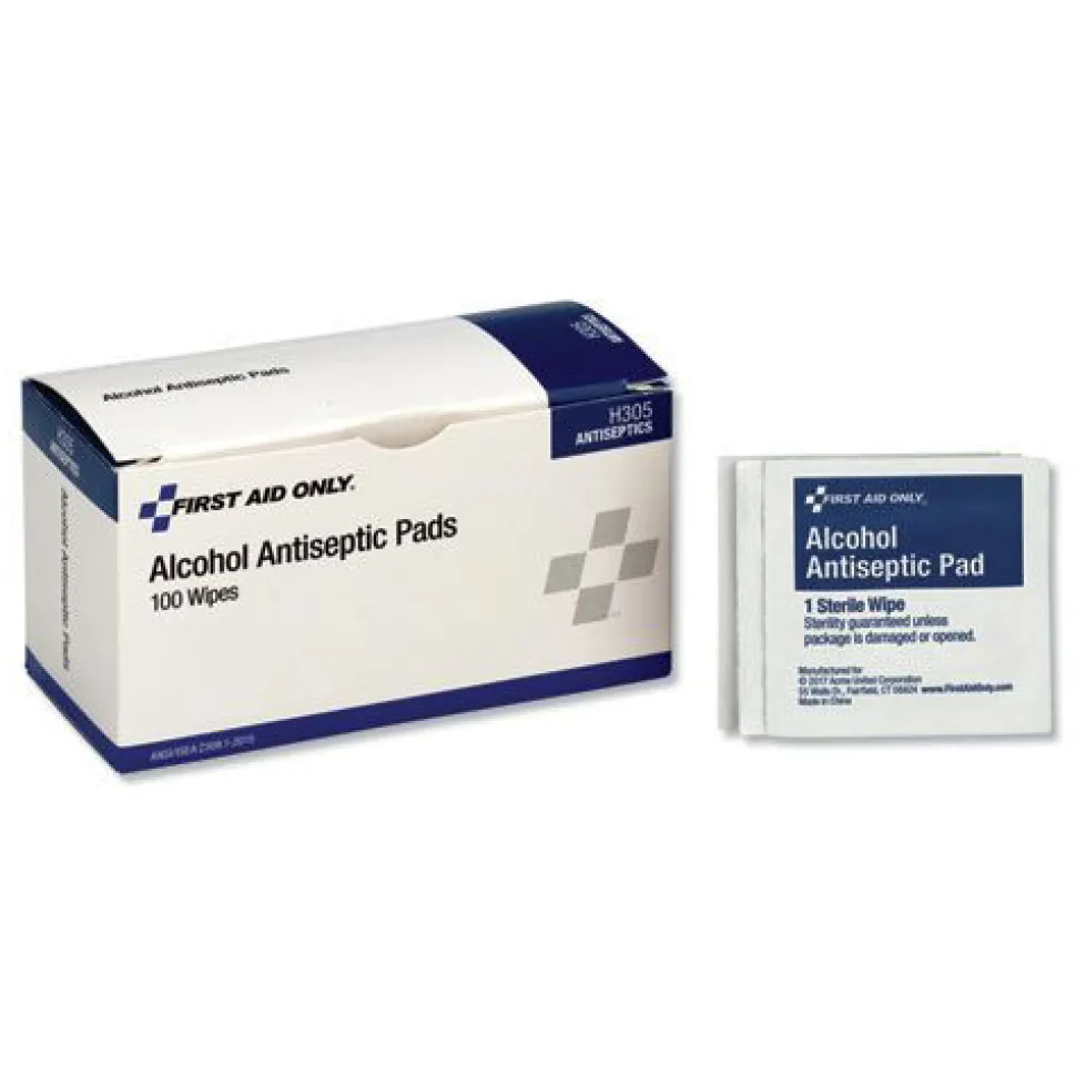 First Aid Only Dispenser Box Alcohol Cleansing Pads (100/Box)