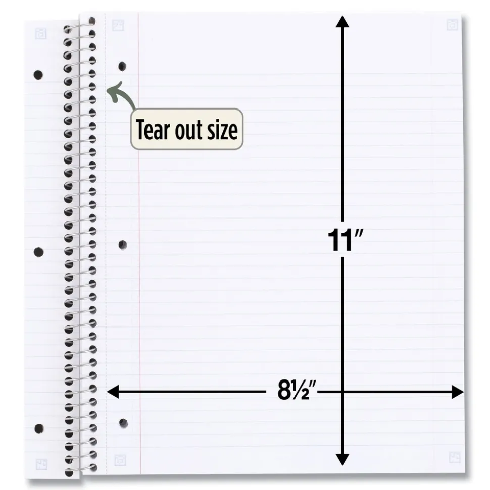 Five Star 11 in. x 8.5 in. Sheets Medium/College Rule 1-Subject Recycled Notebook - Randomly Assorted Cover Color
