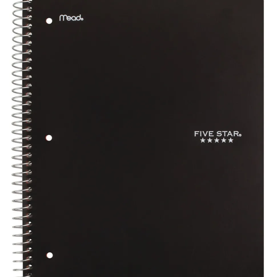 Five Star 10.5 in. x 8.63 in. Sheets Wide/Legal Rule 1-Subject Wirebound Notebook - Black Cover