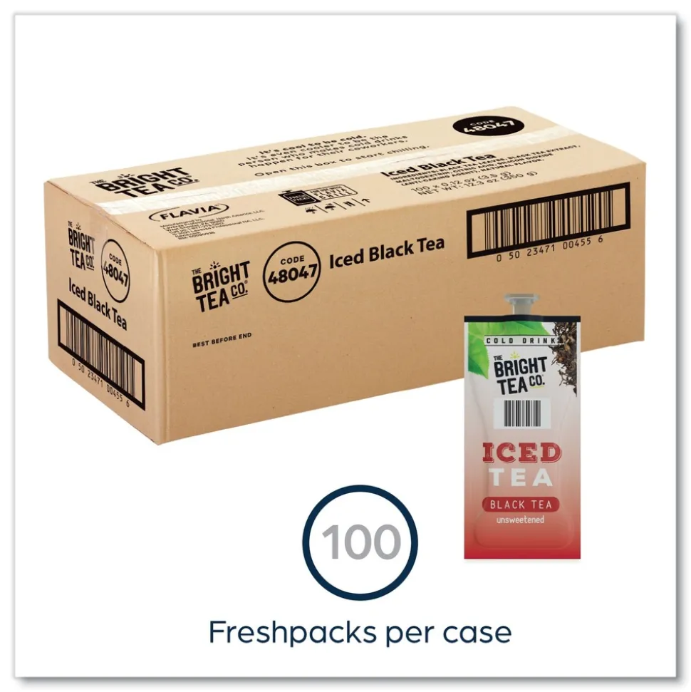 FLAVIA The Bright Tea Co. Tea Freshpack - Unsweetened Iced Black (100/Carton)
