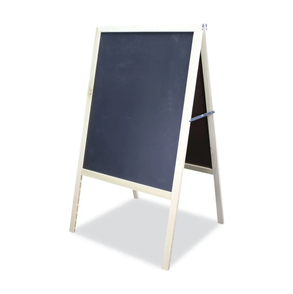 Flipside 25 in. x 24 in. x 48.5 in. Black Chalkboard Marquee Sign - Black, Natural Wood Frame