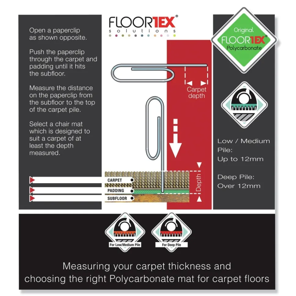 Floortex 60 in. x 48 in. Cleartex Ultimat Polycarbonate Chair Mat for High Pile Carpets - Clear