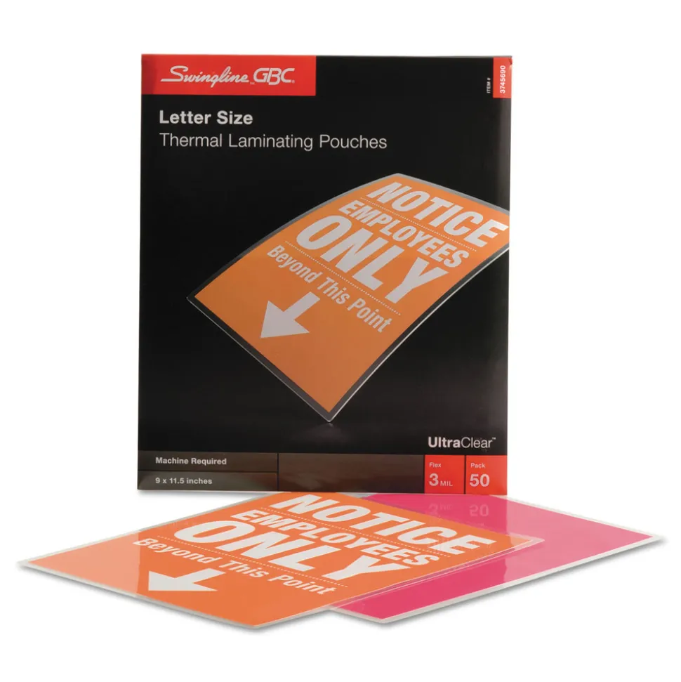 GBC 9 in. x 11.5 in. 3 mil UltraClear Thermal Laminating Pouches - Gloss Clear (50/Box)