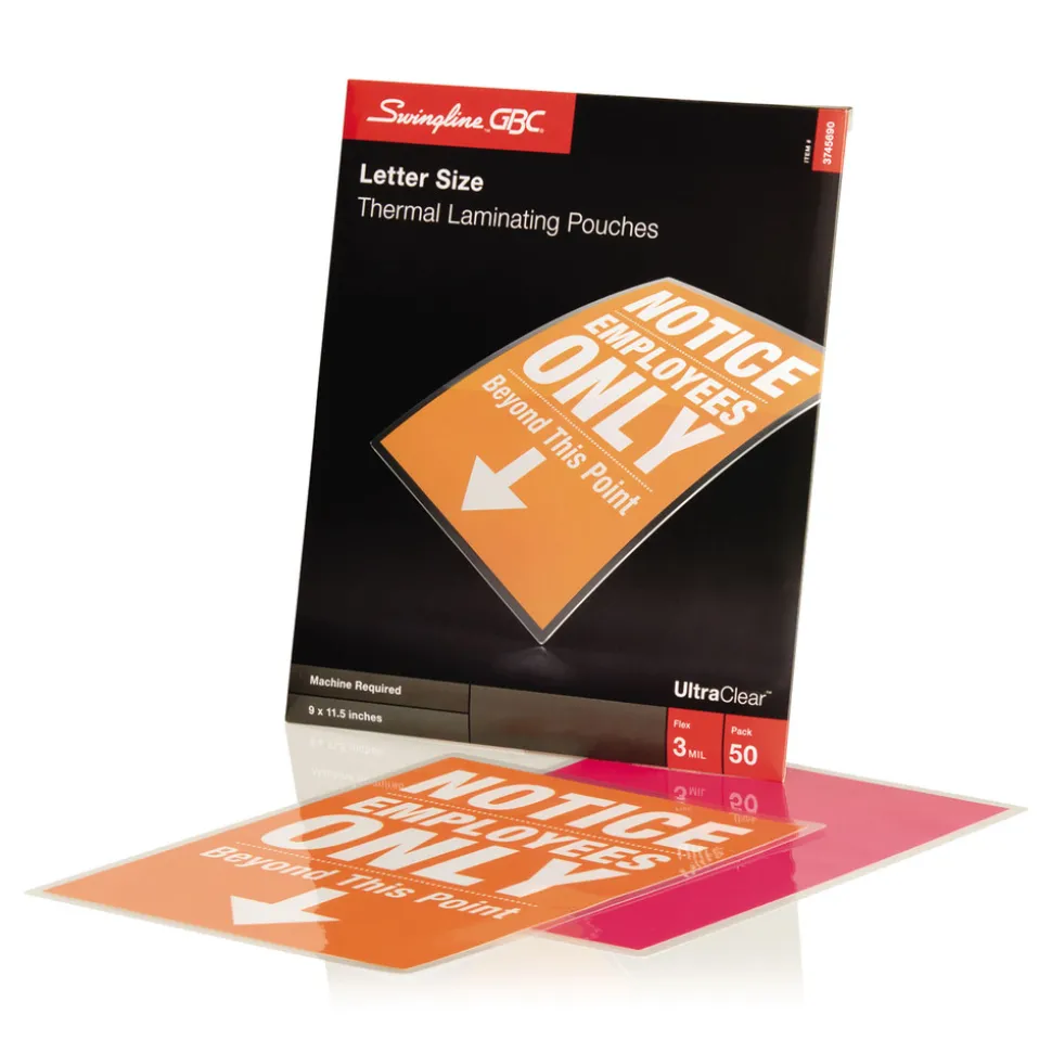 GBC 9 in. x 11.5 in. 3 mil UltraClear Thermal Laminating Pouches - Gloss Clear (50/Box)