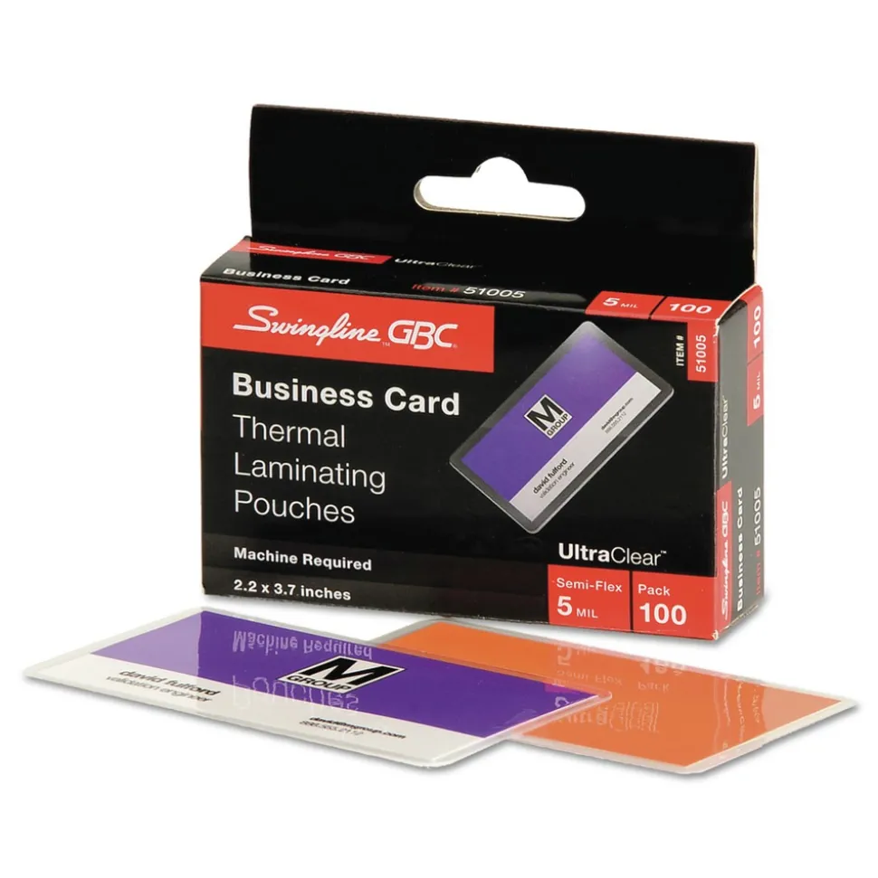 GBC 3.69 in. x 2.19 in. 5 mil UltraClear Thermal Laminating Pouches - Gloss Clear (100/Box)