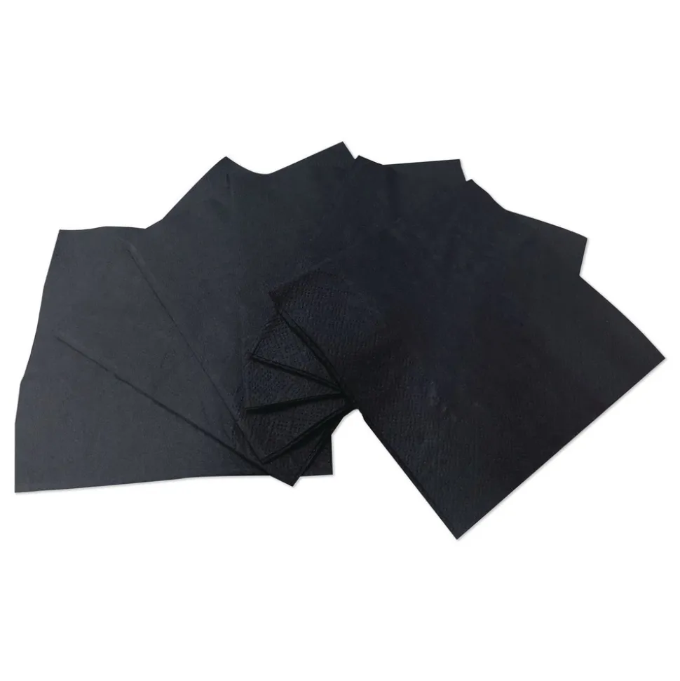 GEN 1401 4000-Piece/Carton 1-Ply 9 in. x 4.5 in. Cocktail Napkins - Black