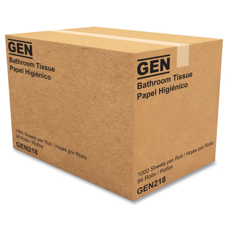 GEN 1-Ply Septic Safe Individually Wrapped Rolls Standard Bath Tissue - White (1000 Sheets/Roll, 96 Wrapped Rolls/Carton)