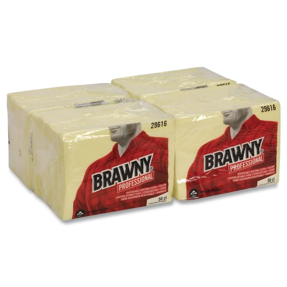 Georgia-Pacific 17 in. x 24 in. Dusting Cloths Quarterfold - Unscented, Yellow (50/Pack, 4-Packs/Carton)