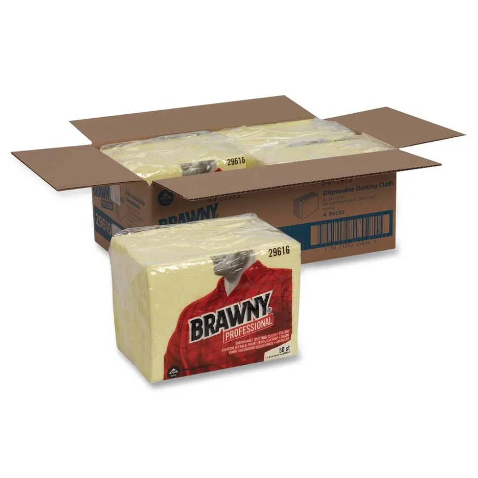 Georgia-Pacific 17 in. x 24 in. Dusting Cloths Quarterfold - Unscented, Yellow (50/Pack, 4-Packs/Carton)