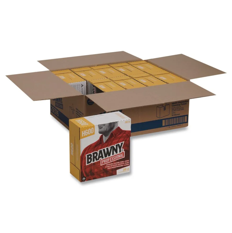 Georgia-Pacific 29316 9.1 in. x 12.5 in. Lightweight Disposable Shop Towel - White (200/Box)