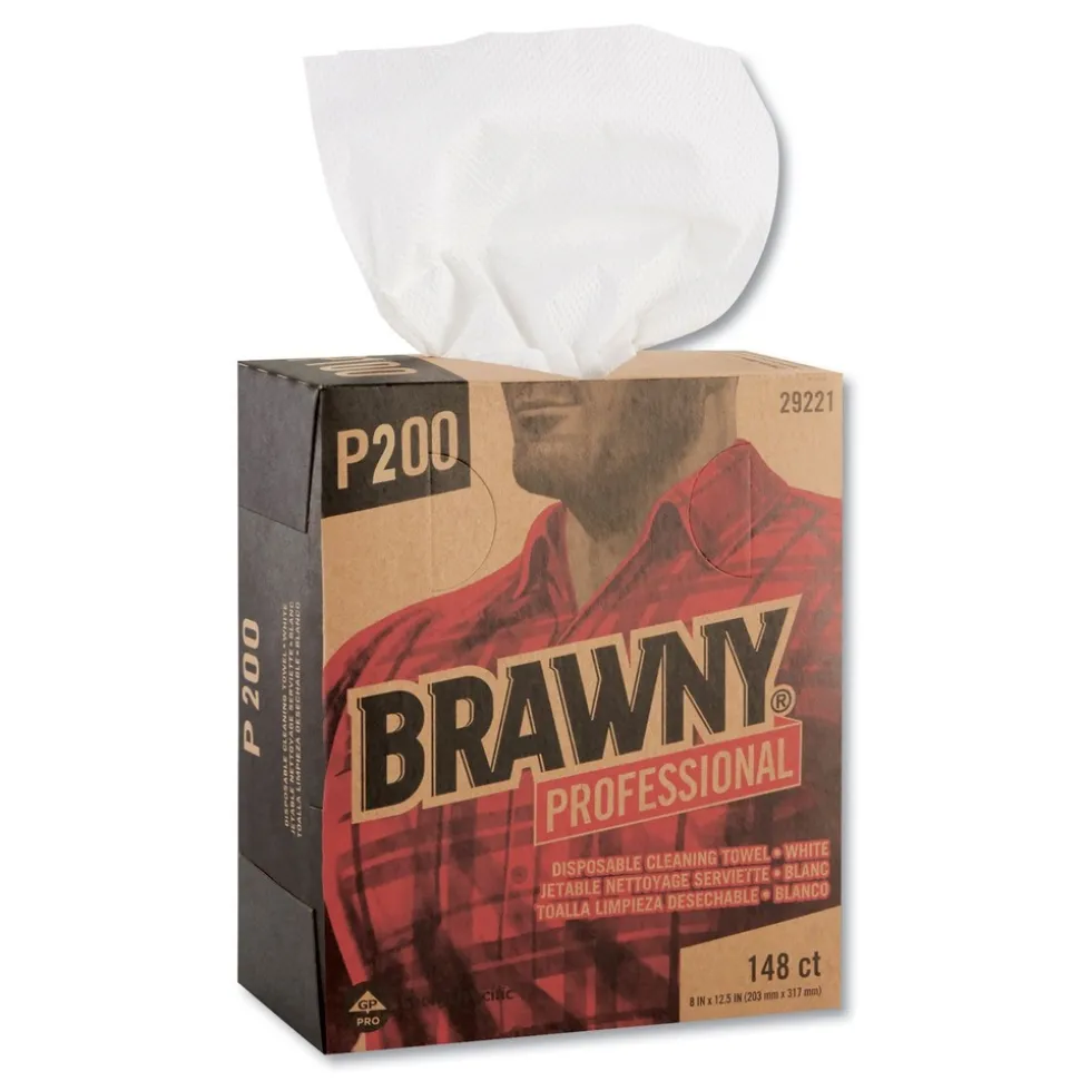 Georgia-Pacific 2-Ply 8 in. x 12-1/2 in. Light-Duty Paper Wipers - White (148/Box, 20 Boxes/Carton)
