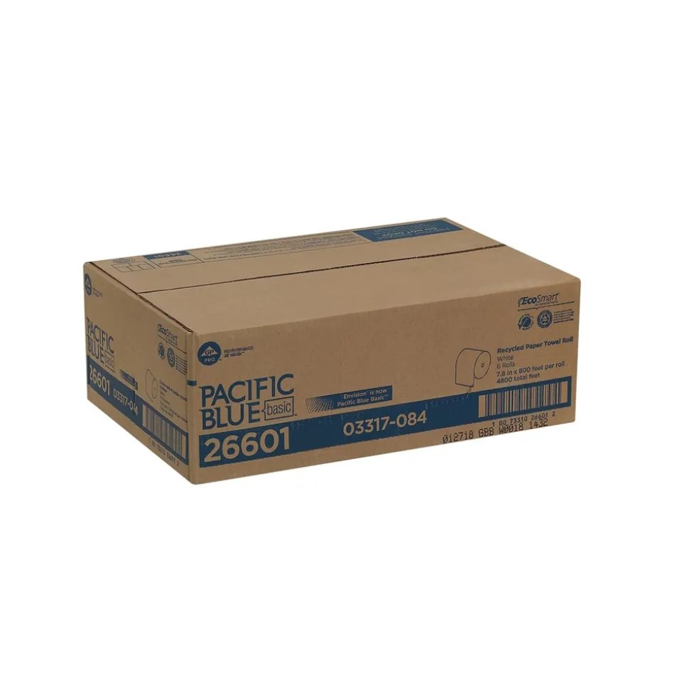Georgia Pacific Professional 7.88 in. x 800 ft. 1-Ply Pacific Blue Basic Nonperforated Paper Towel Rolls - White (6 Rolls/Carton)