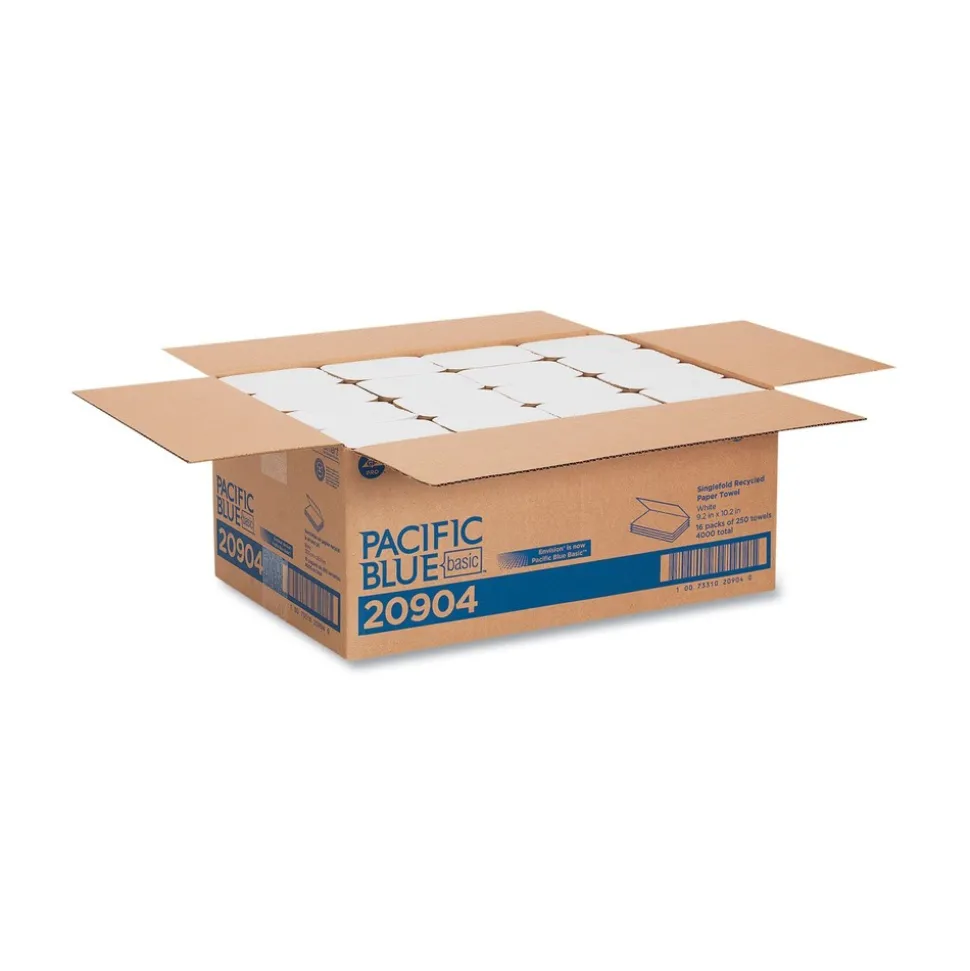 Georgia Pacific Professional 10.25 in. x 9.25 in. 1-Ply Pacific Blue Basic S-Fold Paper Towels - White (4000/Carton)