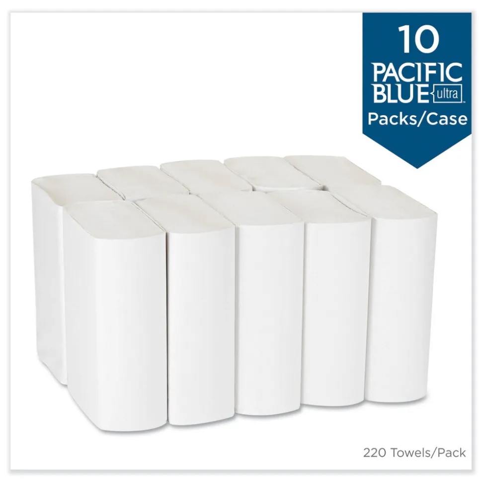Georgia Pacific Professional 10.2 in. x 10.8 in. 1-Ply Pacific Blue Ultra Folded Paper Towels - White (2200/Carton)