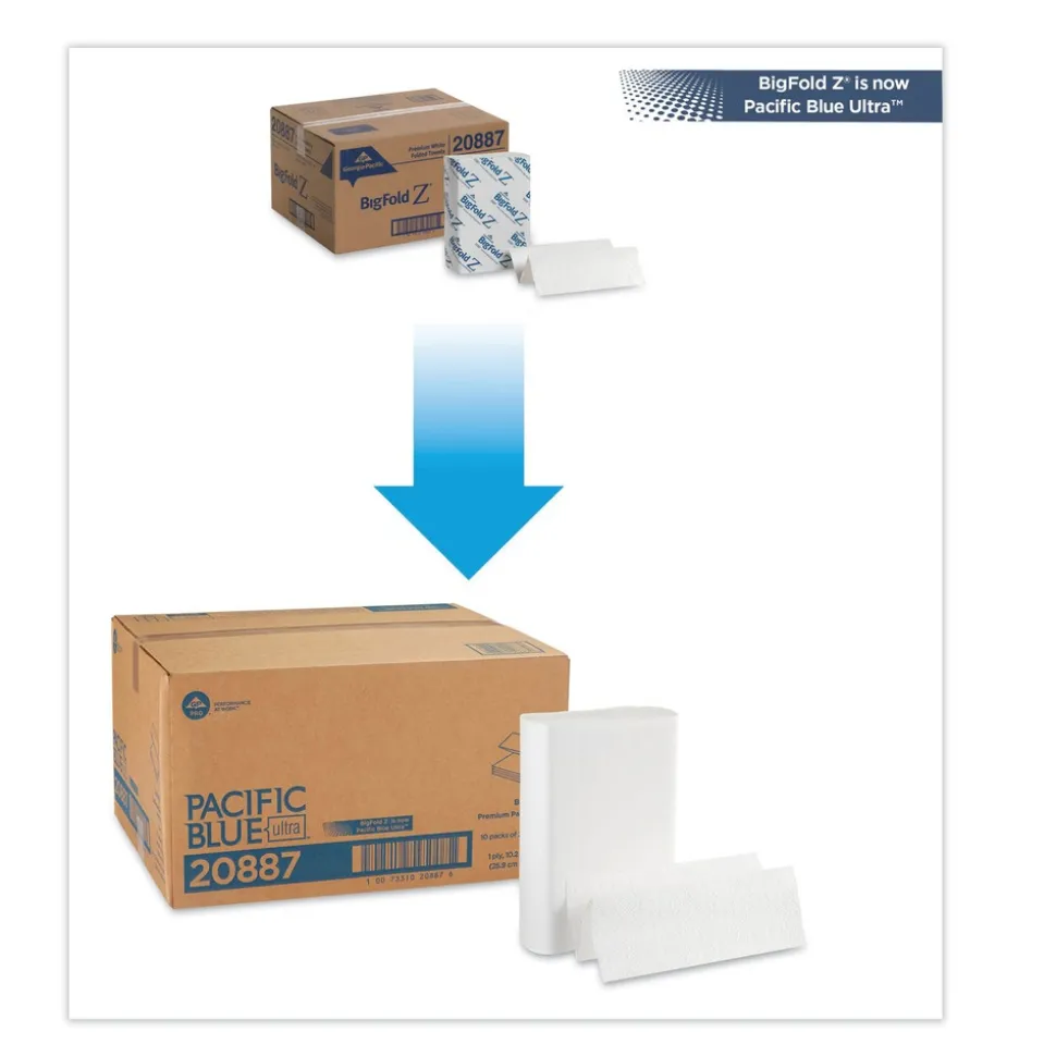 Georgia Pacific Professional 10.2 in. x 10.8 in. 1-Ply Pacific Blue Ultra Folded Paper Towels - White (2200/Carton)