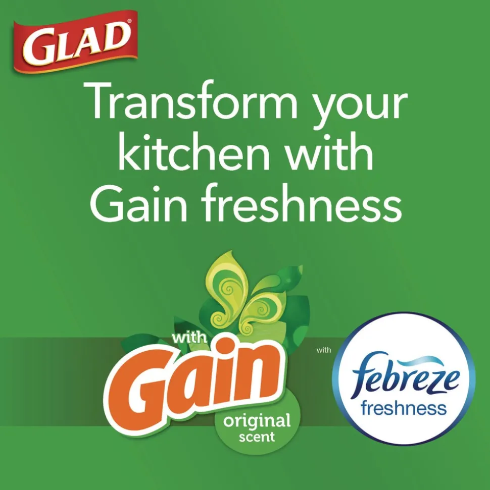 Glad ForceFlex 24 in. x 27.38 in. 13 Gallon Kitchen Drawstring Trash Bags - Gain Original Scent/White (240/Carton)