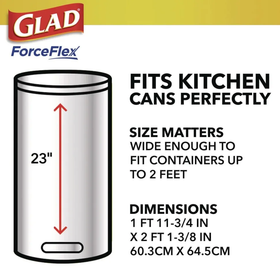 Glad ForceFlex 24 in. x 27.38 in. 13 Gallon Kitchen Drawstring Trash Bags - Gain Lavender Scent/White (240/Carton)