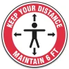 GN1 Slip-Gard 17 in. Circle Human/Arrows Social Distance Floor Signs - Red/White (25/Pack)