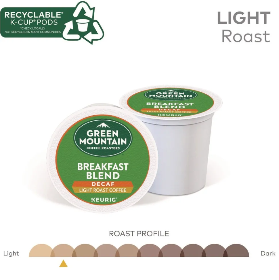 Green Mountain Coffee 5000378812 Coffee K-Cups - Breakfast Blend Decaf (96/Carton)