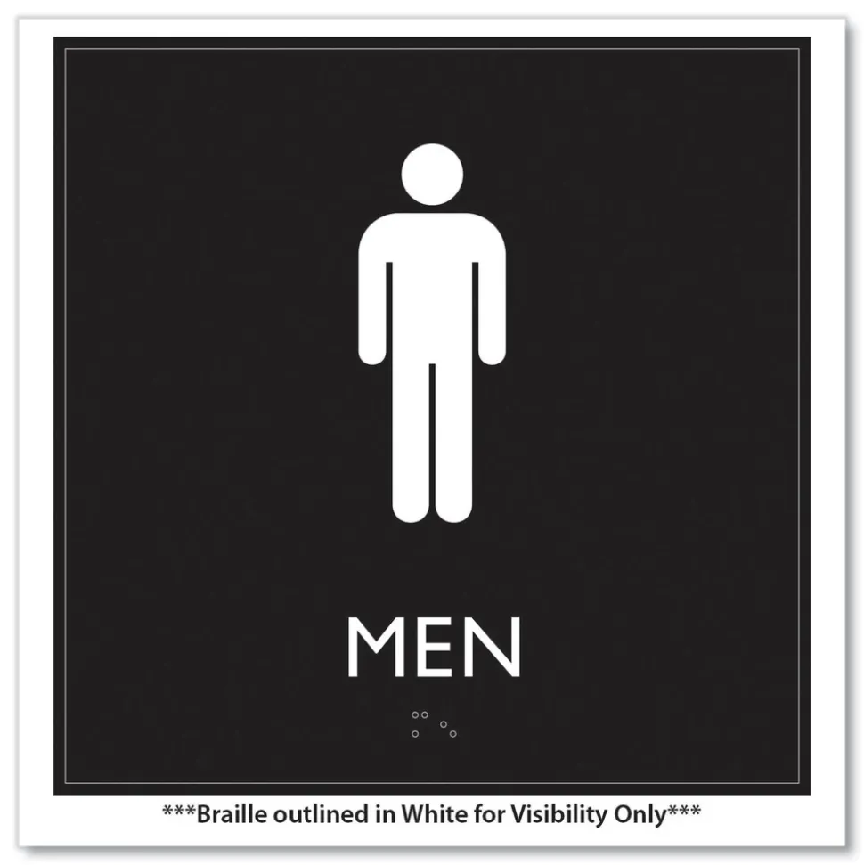 Headline Sign 8 in. x 8 in. Men Plastic ADA Sign - Clear/White