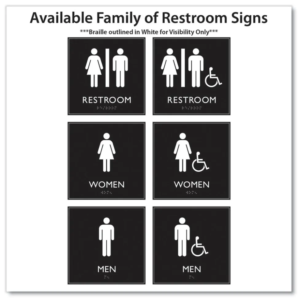 Headline Sign 8 in. x 8 in. Women Accessible Plastic ADA Sign - Clear/White