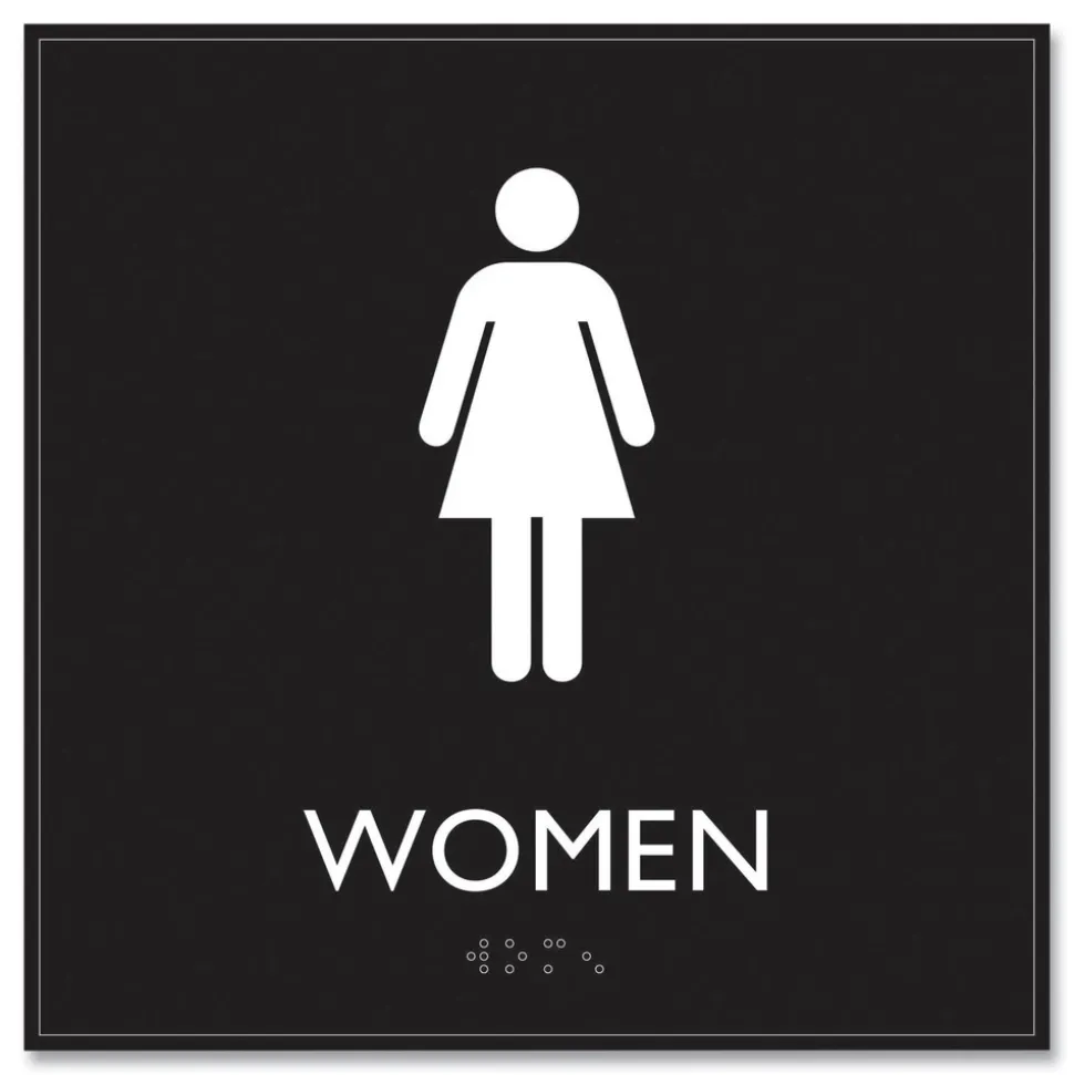 Headline Sign 8 in. x 8 in. Women Plastic ADA Sign - Clear/White