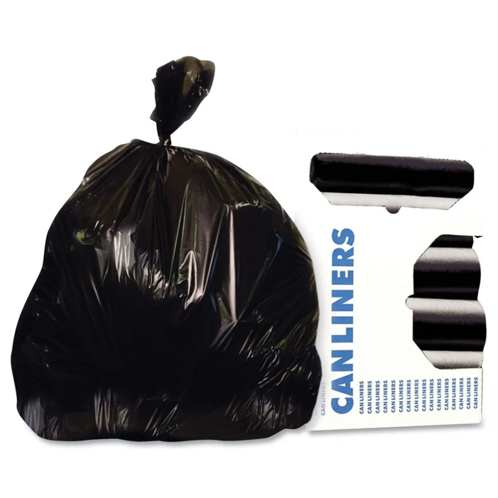 Heritage 46 in. x 50 in. 1.35 mil 56 gal. Reprocessed Resin Can Liners - Black (100/Carton)