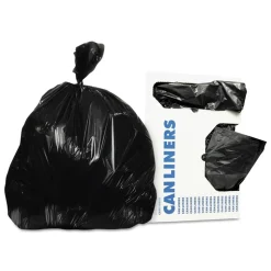 Heritage Low Density 56 Gallon 1.5 mil 43 in. x 47 in. Can Liners - Black (100/Carton)