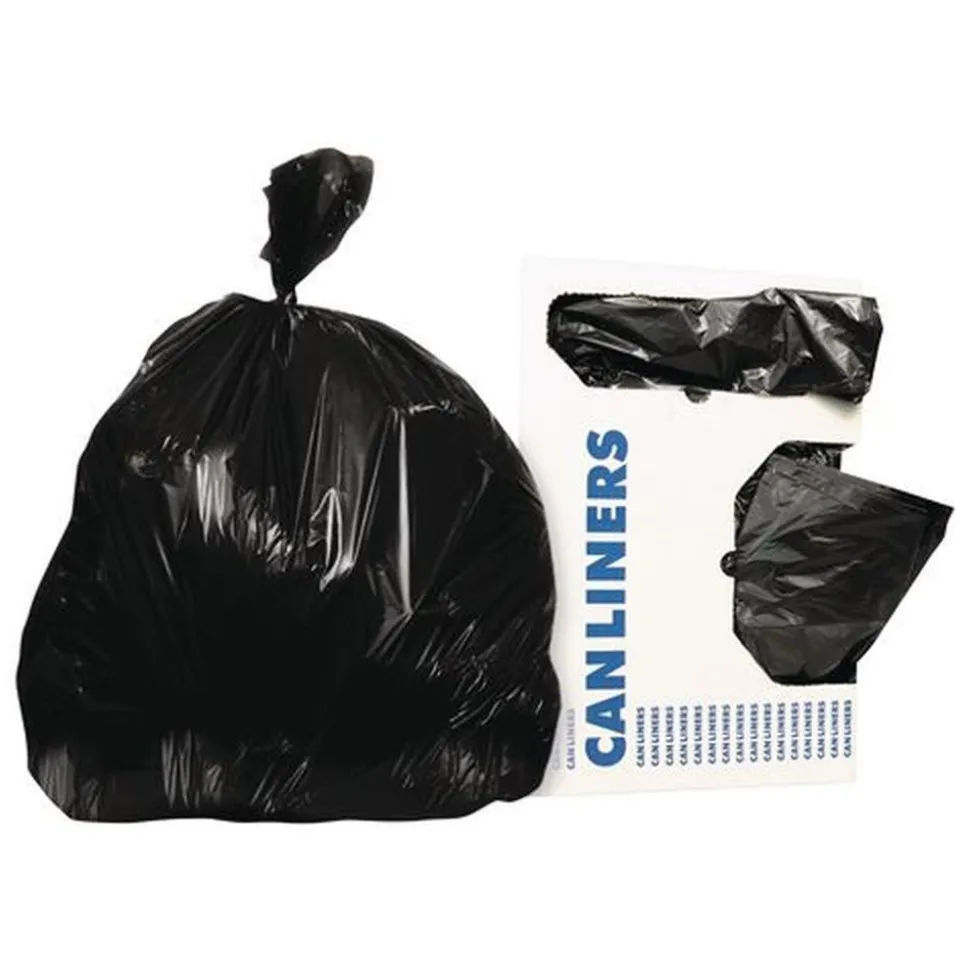 Heritage X8046AK 40 in. x 46 in. 45 Gallon 1.5 mil Reprocessed Resin Can Liners - Black (100/Carton)