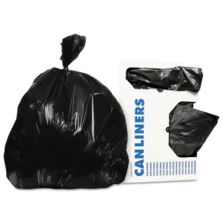 Heritage X8046QK 45 Gallon 2 mil 40 in. x 46 in. Low-Density Repro Can Liners - Black (100/Carton)