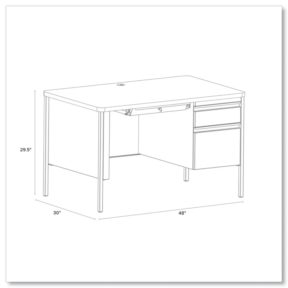 Hirsh Industries 48 in. x 30 in. x 29.5 in. One Right-Hand Pedestal Box/File Drawers Teachers Pedestal Desks - Maple/Black