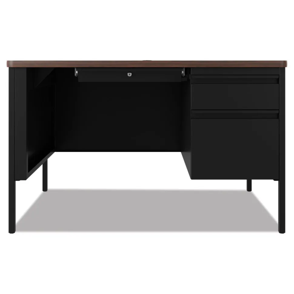 Hirsh Industries 48 in. x 30 in. x 29.5 in. One Right-Hand Pedestal: Box/File Drawers Teachers Pedestal Desks - Walnut/Black