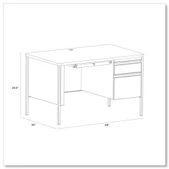 Hirsh Industries 48 in. x 30 in. x 29.5 in. One Right-Hand Pedestal: Box/File Drawers Teachers Pedestal Desks - White/Platinum