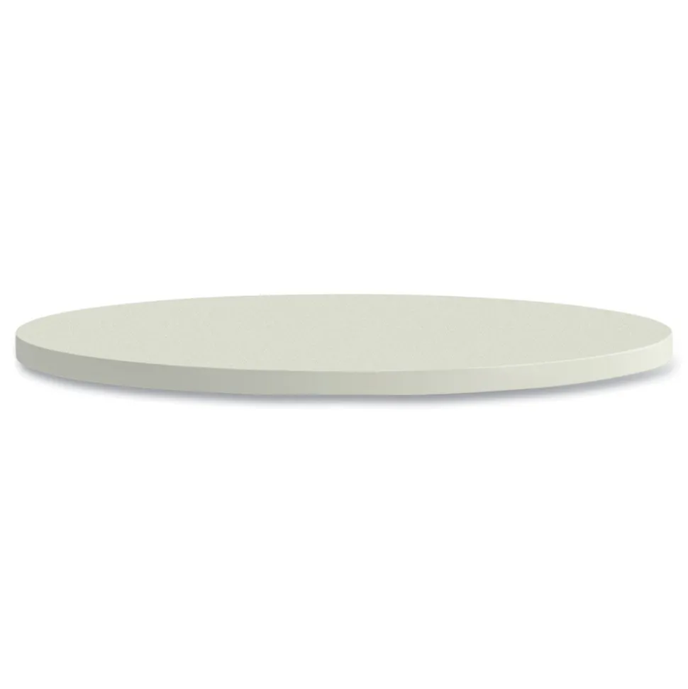 HON Between Seated-Height X-Base with 30 in. Diameter Between Round Table Top and Motivate High-Density Stacking Chair Bundle (4 Chairs/Carton)