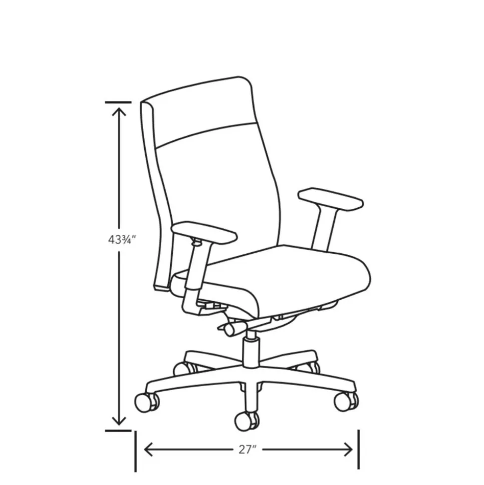 HON Ignition 2.0 17 in. to 21.5 in. Seat Height Vinyl Upholstered Mid-Back Task Chair - Flint Seat/Back/Black Base