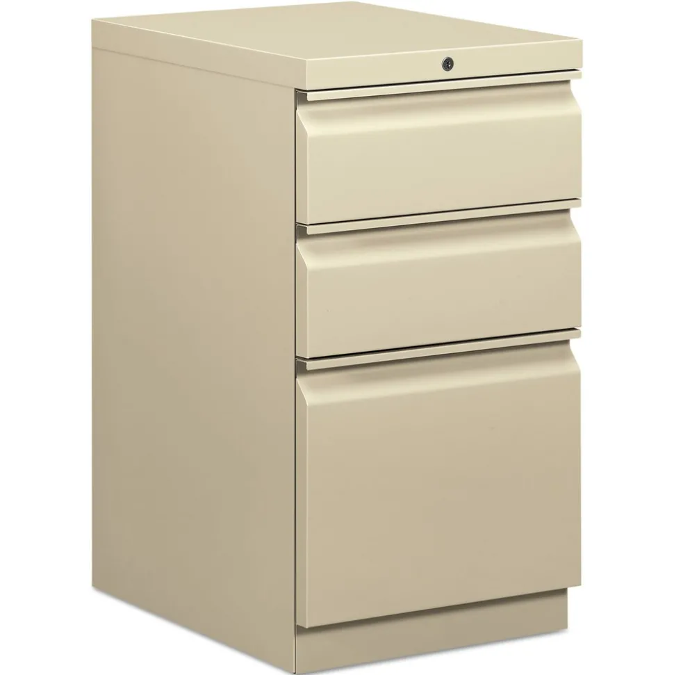 HON 15 in. x 20 in. x 28 in. 3-Drawer Mobile Box/Box/File Pedestal - Putty