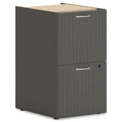 HON 15 in. x 20 in. x 28 in. 2 Legal/Letter-Size File Drawers Left or Right Mod Support Pedestal - Slate Teak