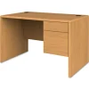HON 10700 Series 48 in. x 30 in. x 29.5 in. Single 3-Quarter Height Right Pedestal Desk - Harvest