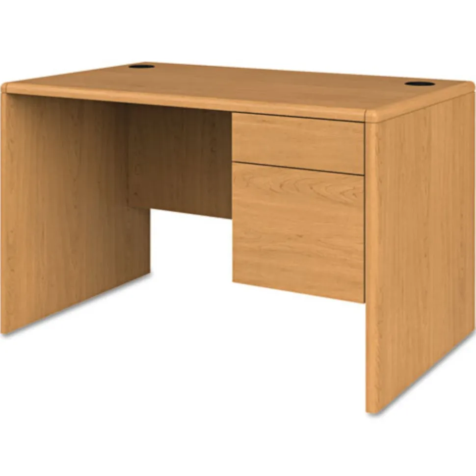 HON 10700 Series 48 in. x 30 in. x 29.5 in. Single 3-Quarter Height Right Pedestal Desk - Harvest