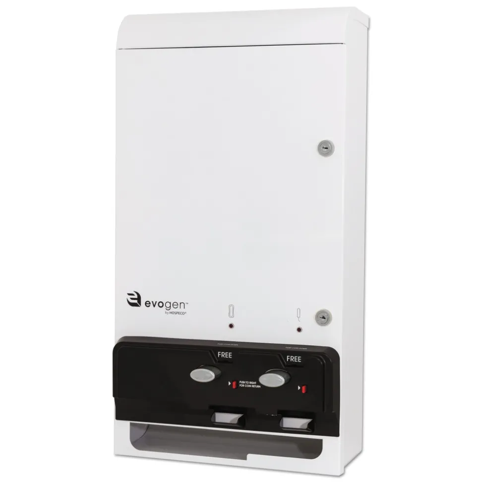 HOSPECO Evogen 14 in. x 7.75 in. x 26.25 in. Metal Feminine Hygiene Dispenser - White/Black