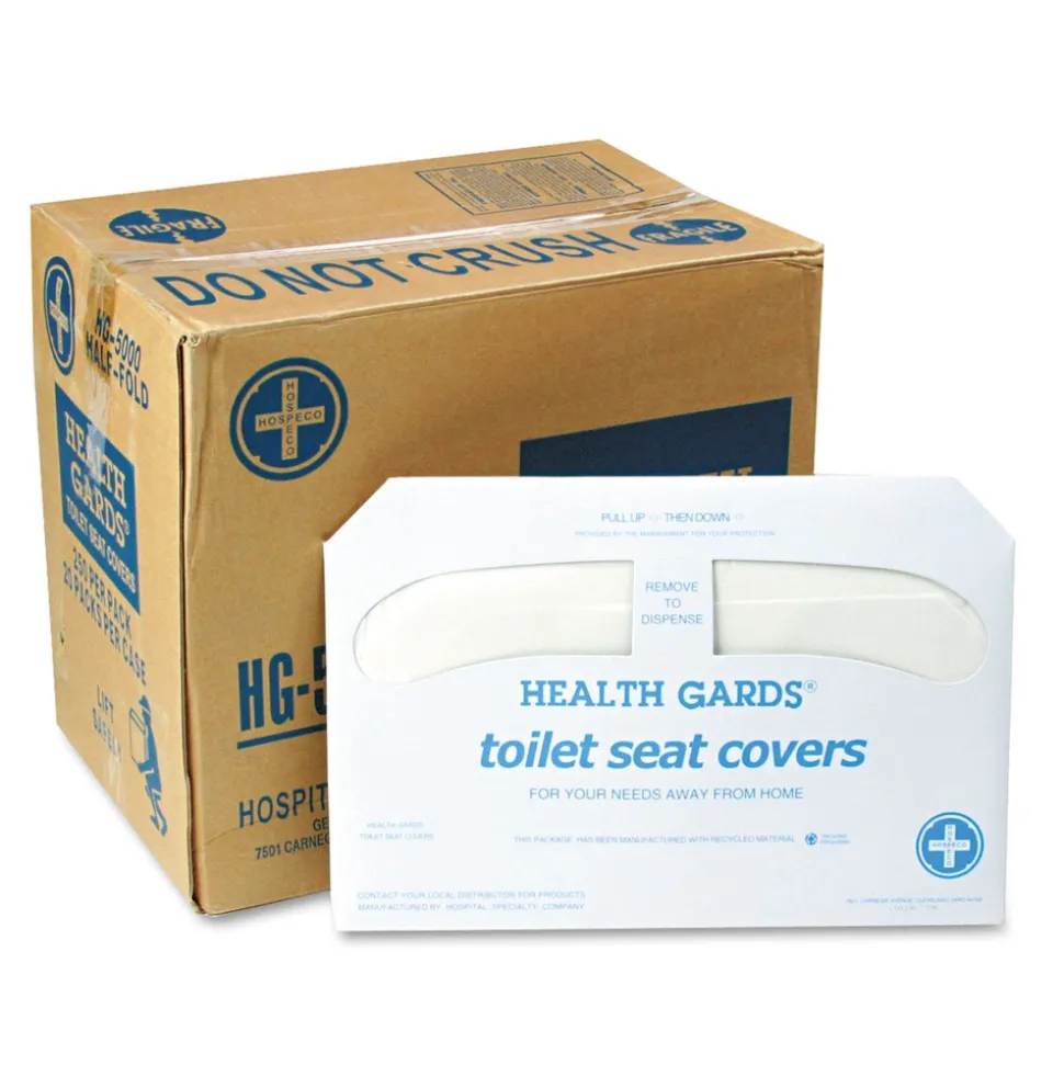 HOSPECO Health Gards 14.25 in. x 16.5 in. Toilet Seat Covers - White (5000/Carton)