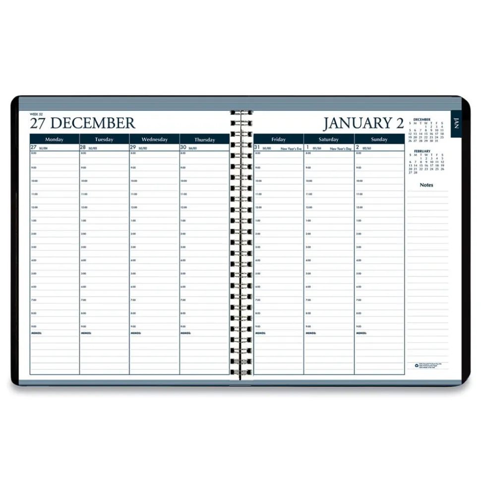 House of Doolittle 8.75 in. x 6.88 in. 12-Month (Jan-Dec 2026) Recycled 7-Day Planner - Black Cover