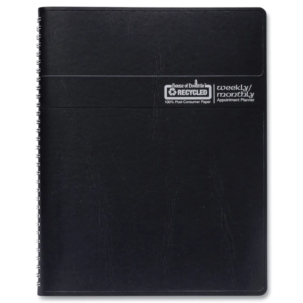 House of Doolittle 8.75 in. x 6.88 in. 12-Month (Jan-Dec 2026) Recycled 7-Day Planner - Black Cover