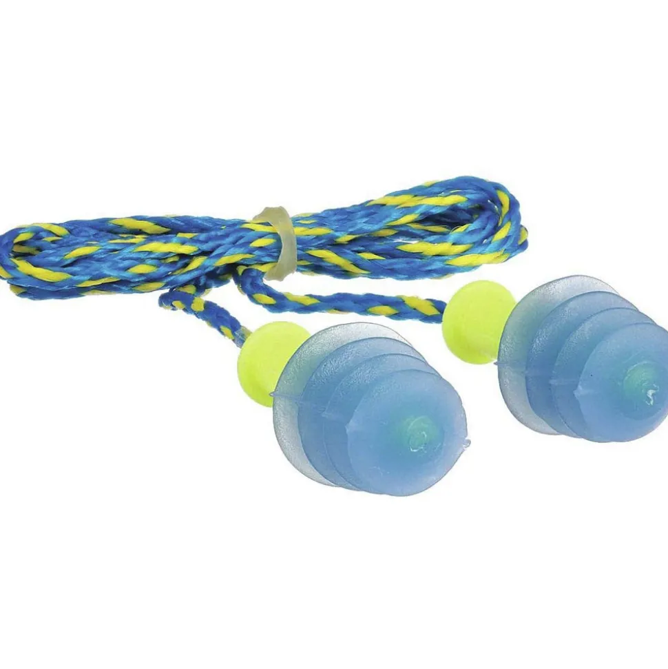 Howard Leight by Honeywell FUS30-HP 100-Pair Fusion 27 dB Corded Multiple-Use Earplugs - Blue/White, Regular