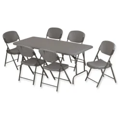 Iceberg Rough n Ready 18 in. Seat Height Commercial Folding Chair Supports Up to 350 lb - Charcoal Seat/Back/Charcoal Base (4/Pack)