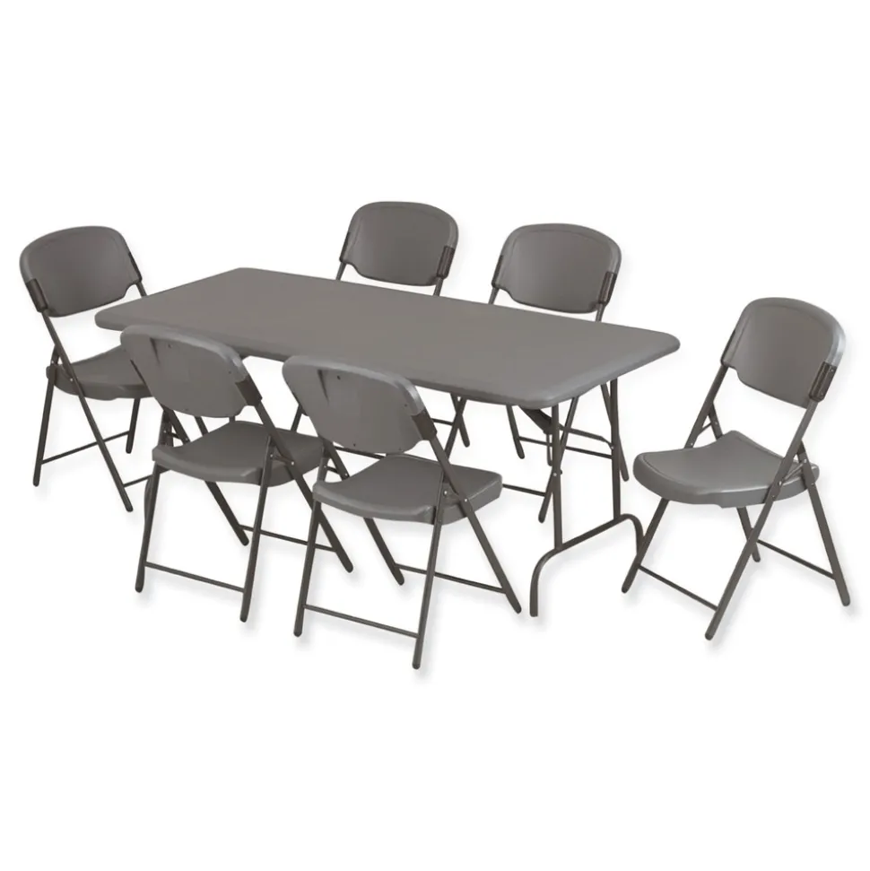 Iceberg Rough n Ready 18 in. Seat Height Commercial Folding Chair Supports Up to 350 lb - Charcoal Seat/Back/Charcoal Base (4/Pack)