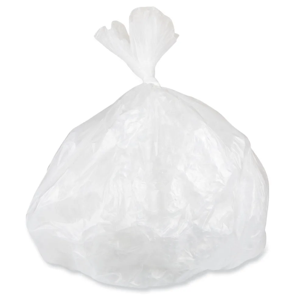 Inteplast Group 10 Gallon 0.35 mil 24 in. x 24 in. Coreless Perforated Roll Low-Density Commercial Can Liners - Clear (50 Bags/Roll, 20 Rolls/Carton)