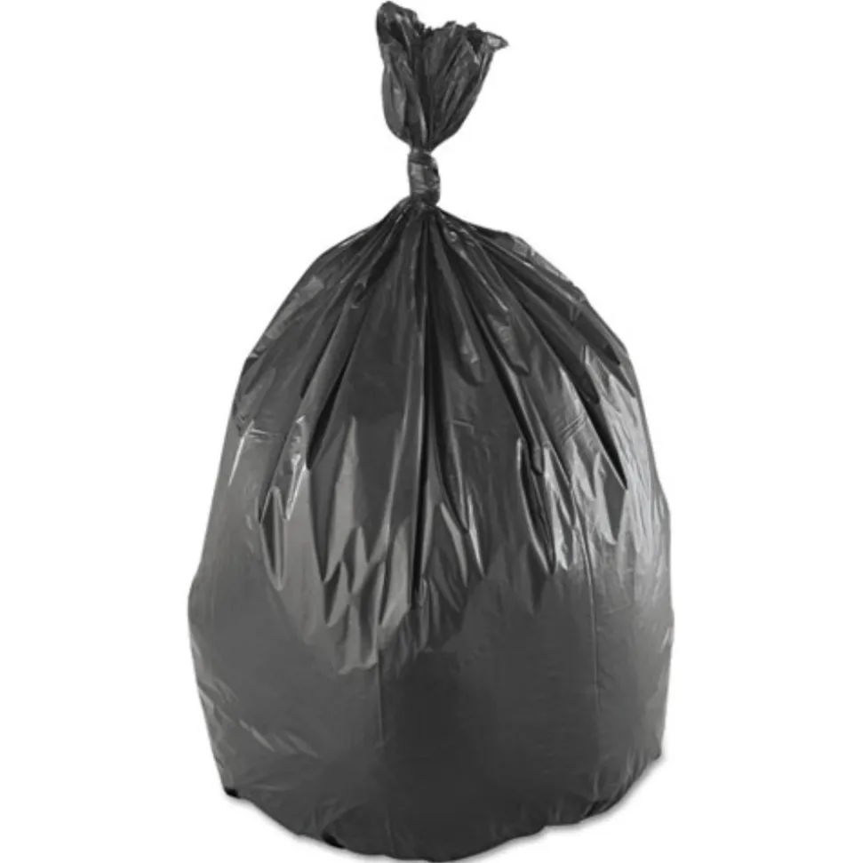 Inteplast Group Low-Density 60 Gallon 38 in. x 58 in. Commercial Can Liners - Black (100/Carton)